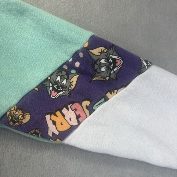 Tom & Jerry Y2k White Crew Neck Sweatshirt Cartoon Graphic Sleeves Size XS - Picture 4 of 15